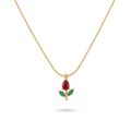 Red Tulip Thin Gold Necklace