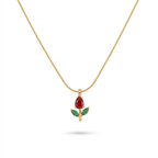 Red Tulip Thin Gold Necklace