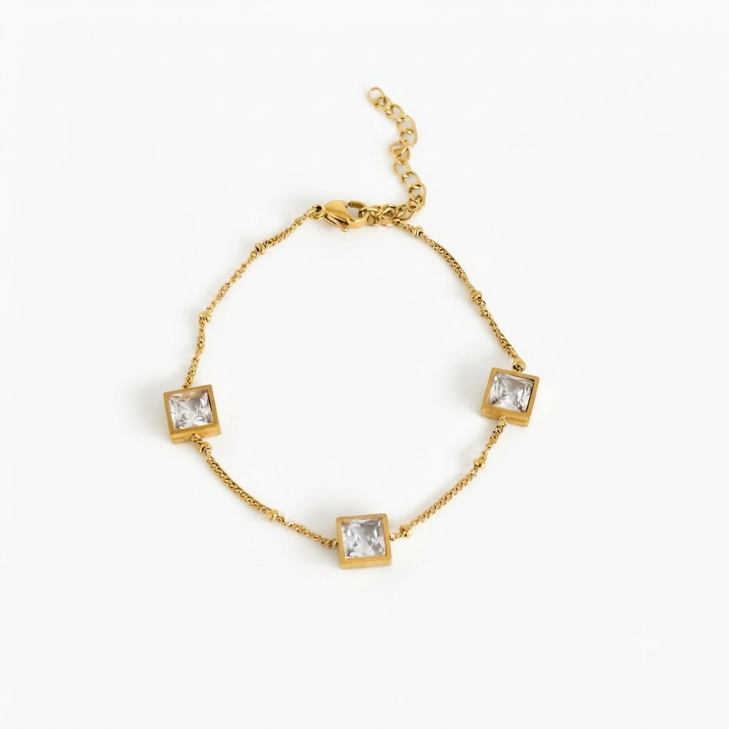 Three Square Gold Bracelet