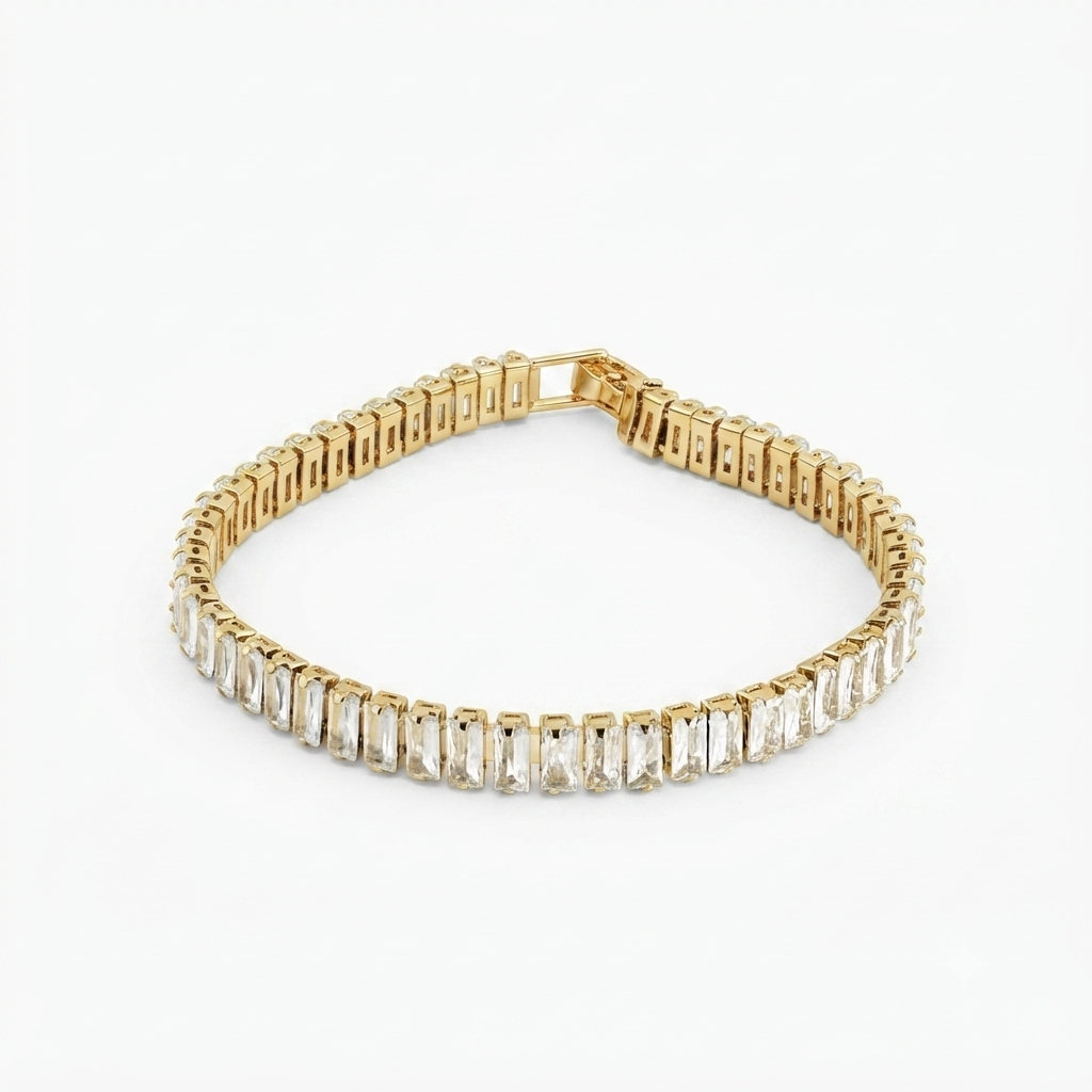 White Tennis Gold Bracelet