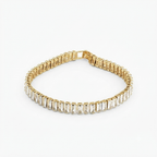 White Tennis Gold Bracelet