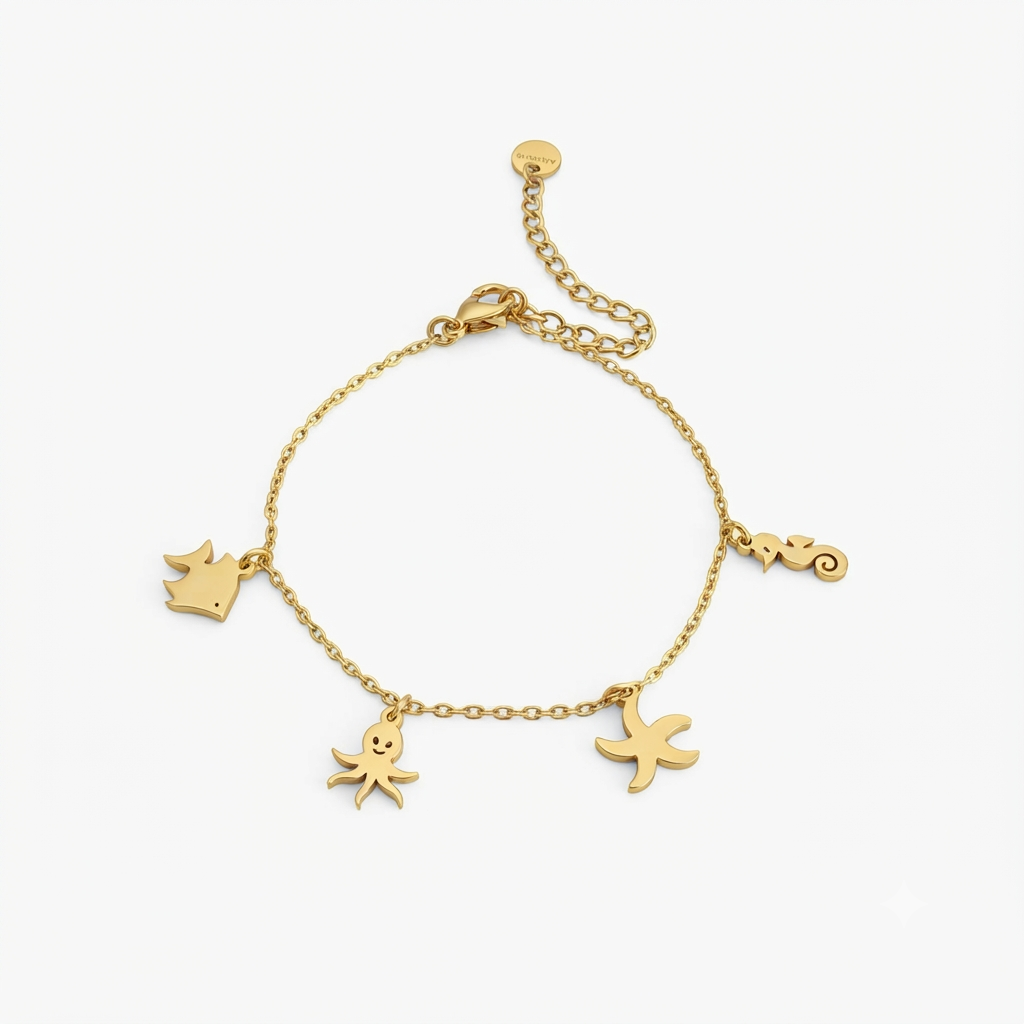 Ocean Charms Gold Bracelet
