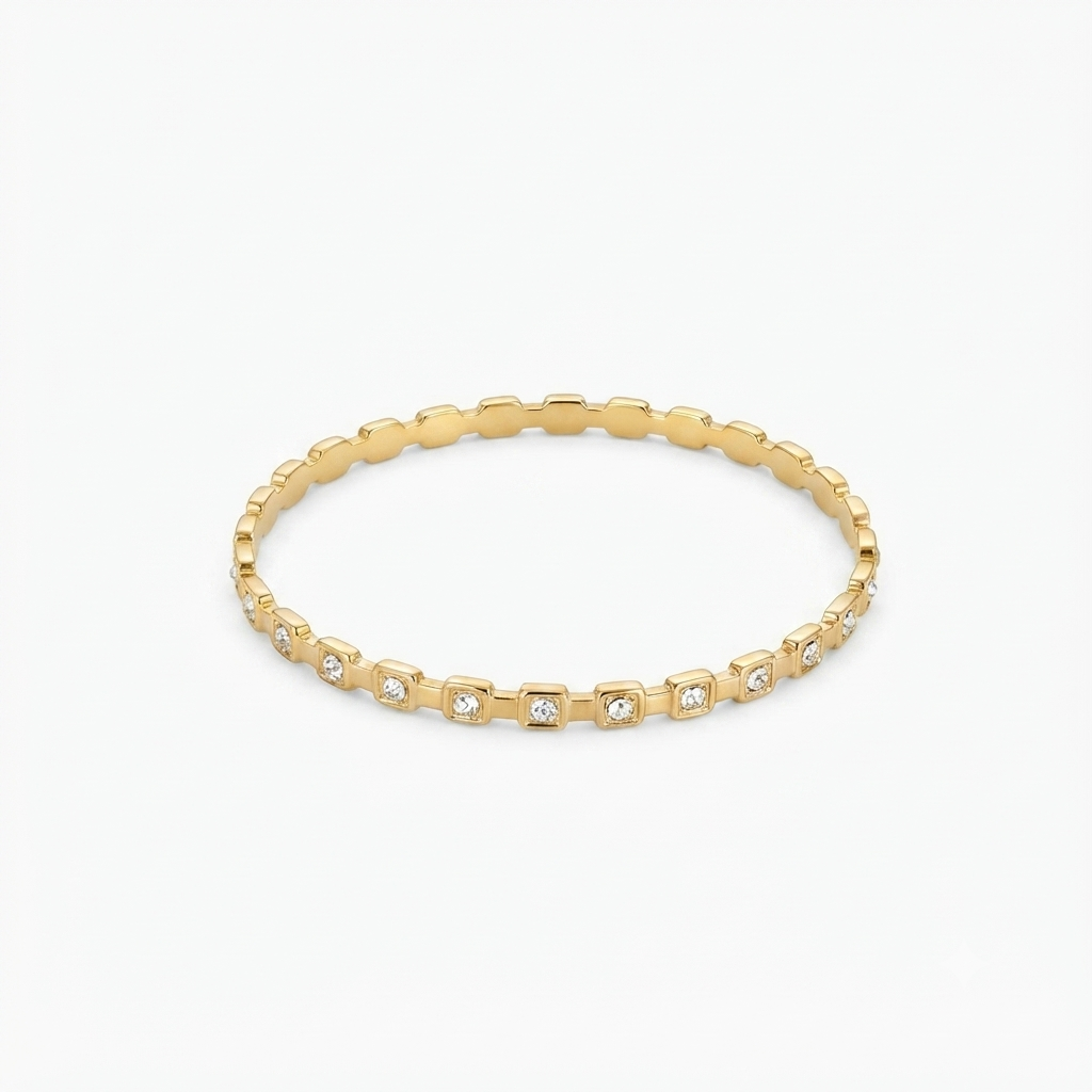 Multi Stone Gold Bangle
