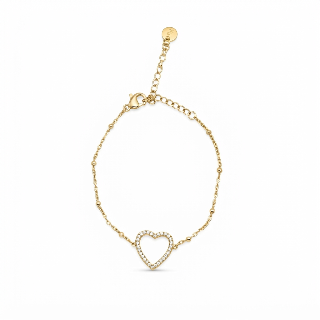 Crystal Heart Gold Bracelet