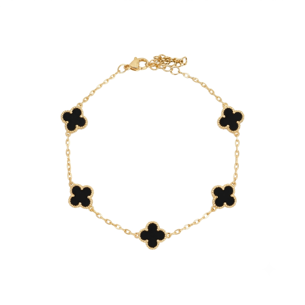 Black Tiny Clover Bracelet