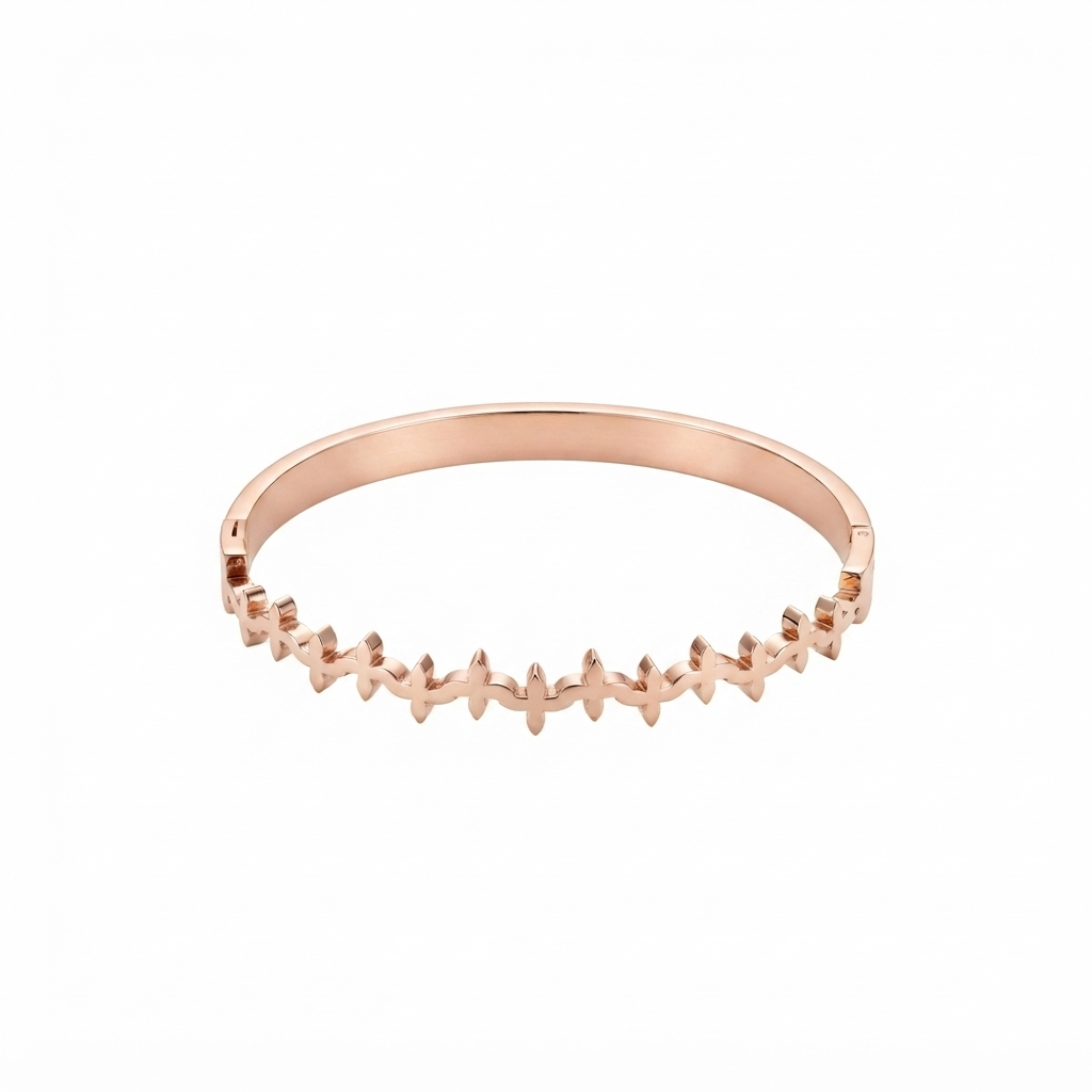 Daisy Rose Gold Bangle Bracelet (Side Open)