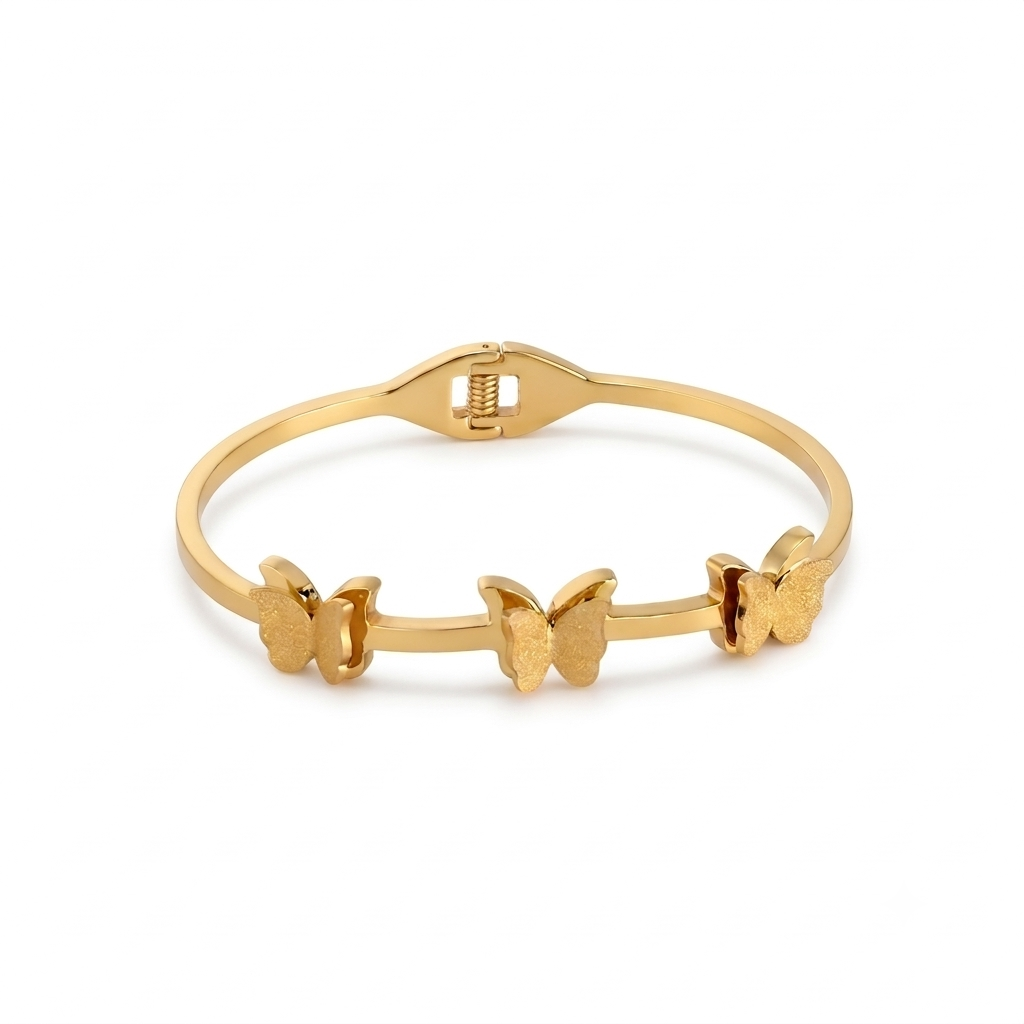 Textured Butterfly Bangle Bracelet  (Side Open)