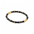 Black Bamboo Bangle Bracelet  (Side Open)