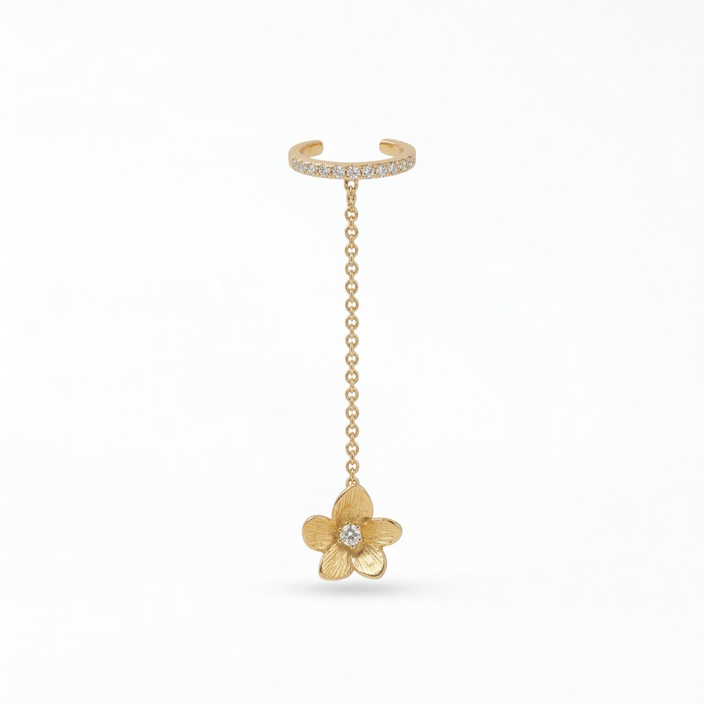 Flower Hanging Earringcuff (Pair)