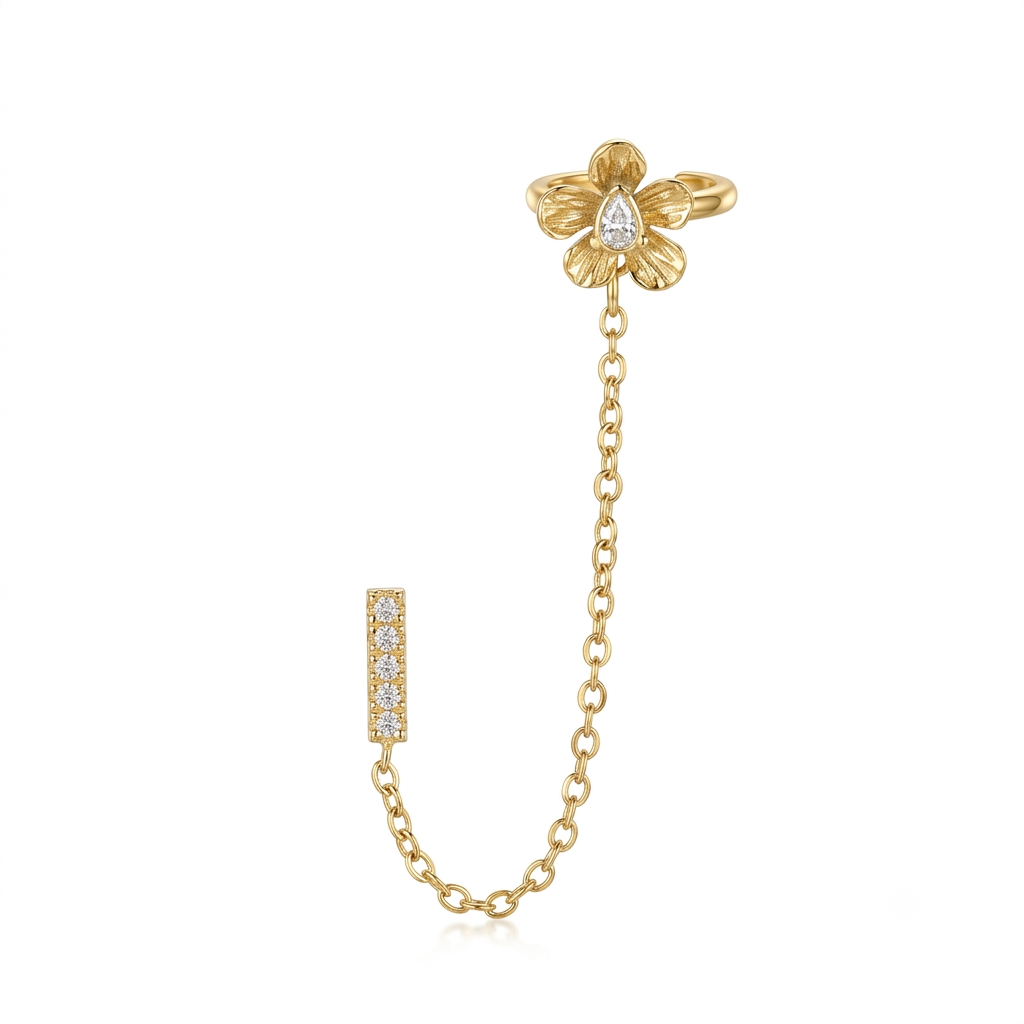Textured Flower Earcuff (Pair)