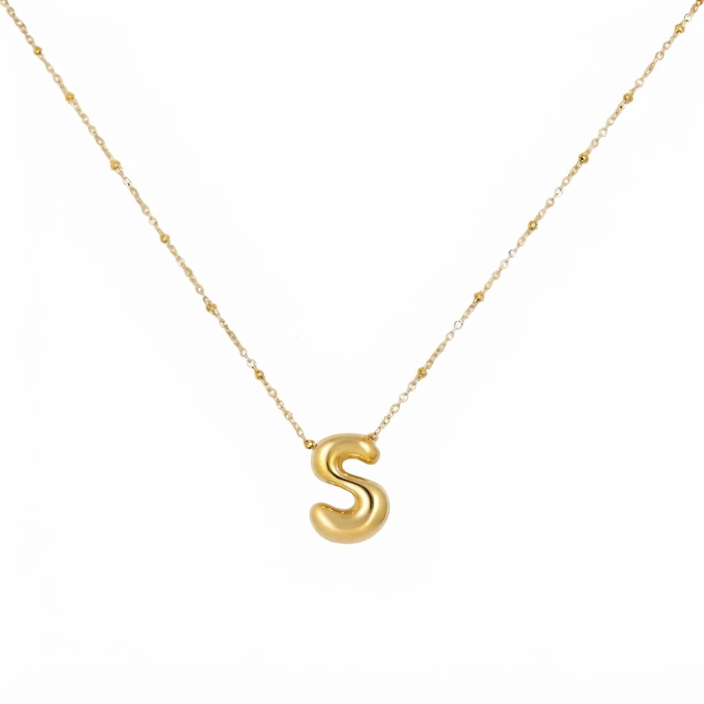 Puffy Letter S Narrow Necklace
