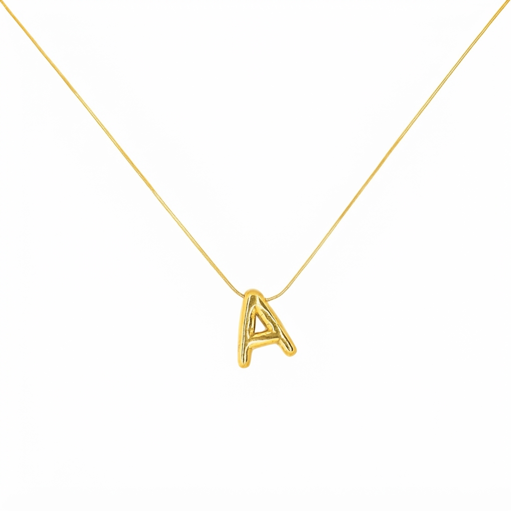 Puffy ‘A’ Letter Necklace