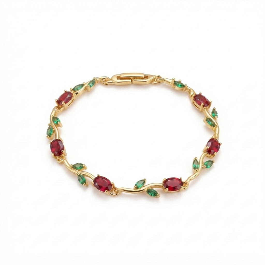 Red & Green Tulip Bracelet