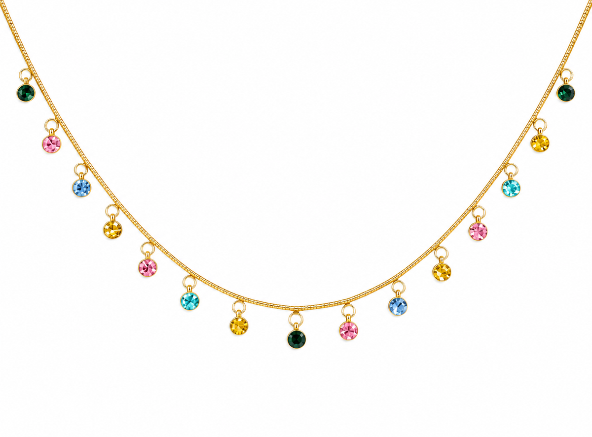 Multi Colour Stone Charms Necklace