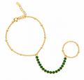 Green  Stone Hand Chain (Ring With Bracelet)