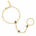 Red Tulip Hand Chain (Ring With Bracelet)