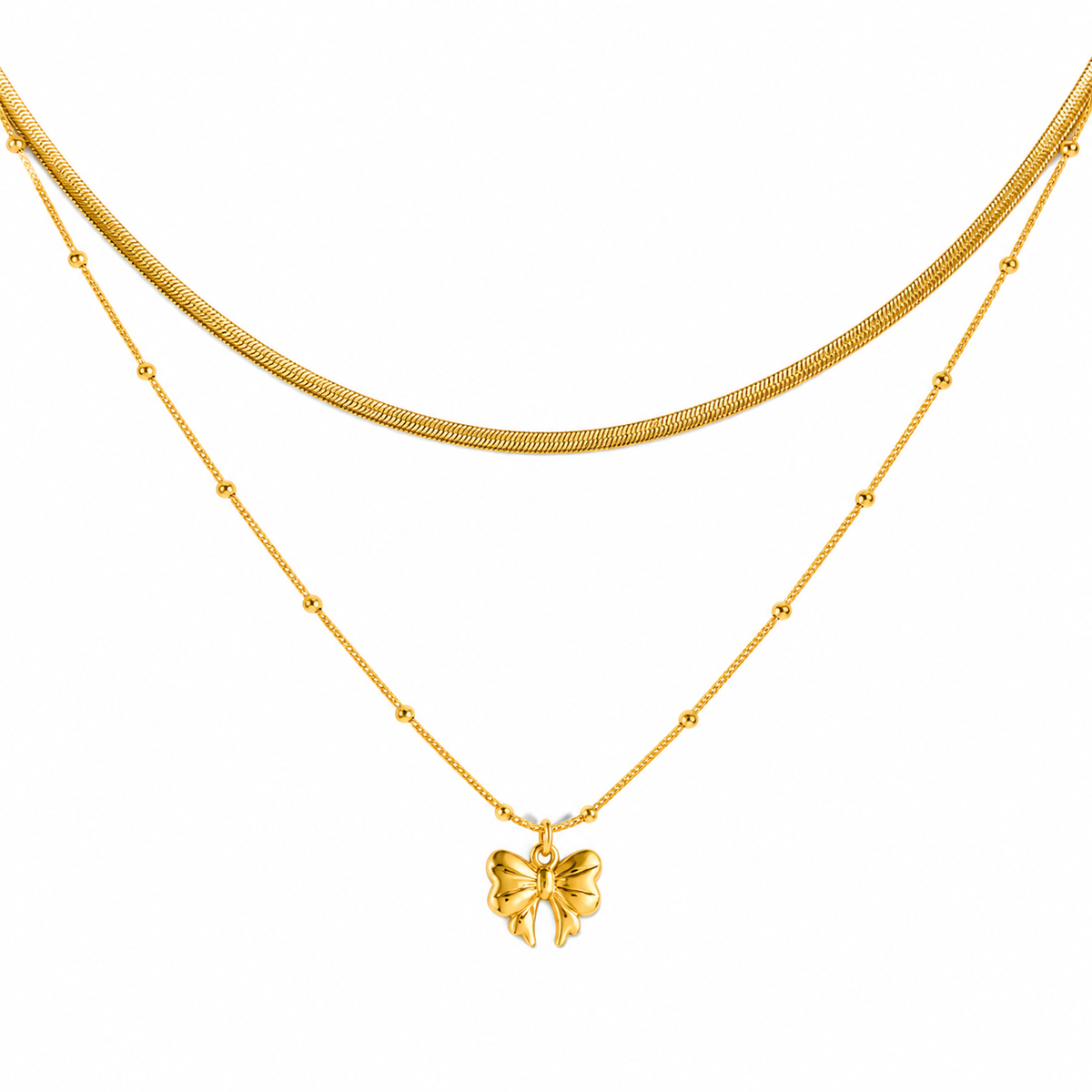 Golden Bow Layered Necklace