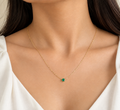 Green Solitaire Gold Necklace