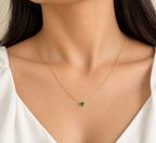 Green Solitaire Gold Necklace