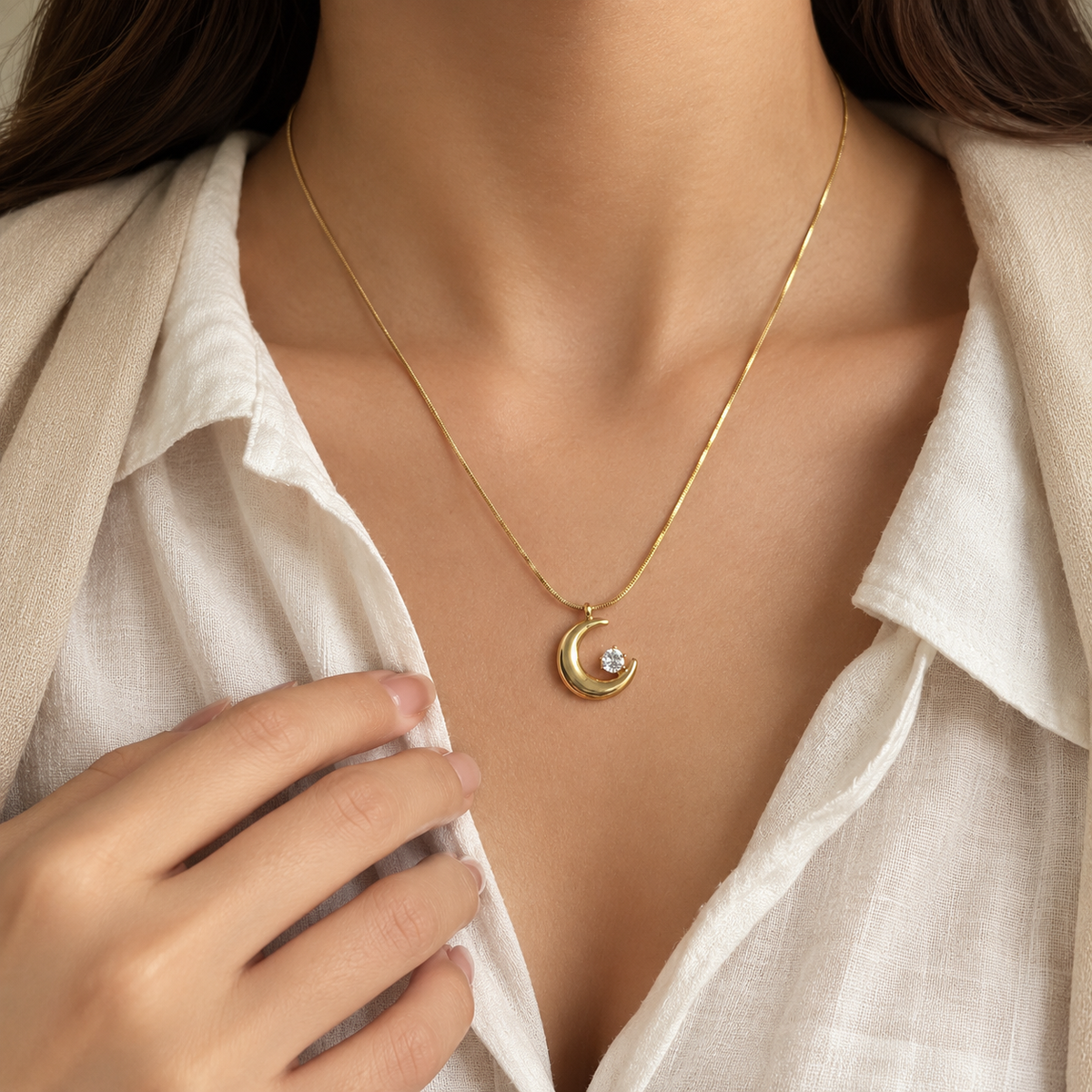 Plated Moon Necklace
