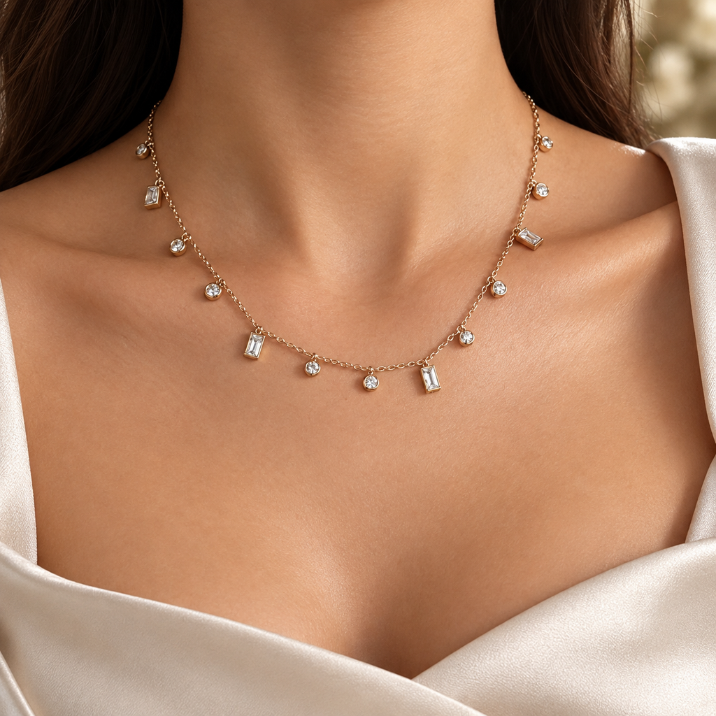 Multiple Stone Gold Necklace