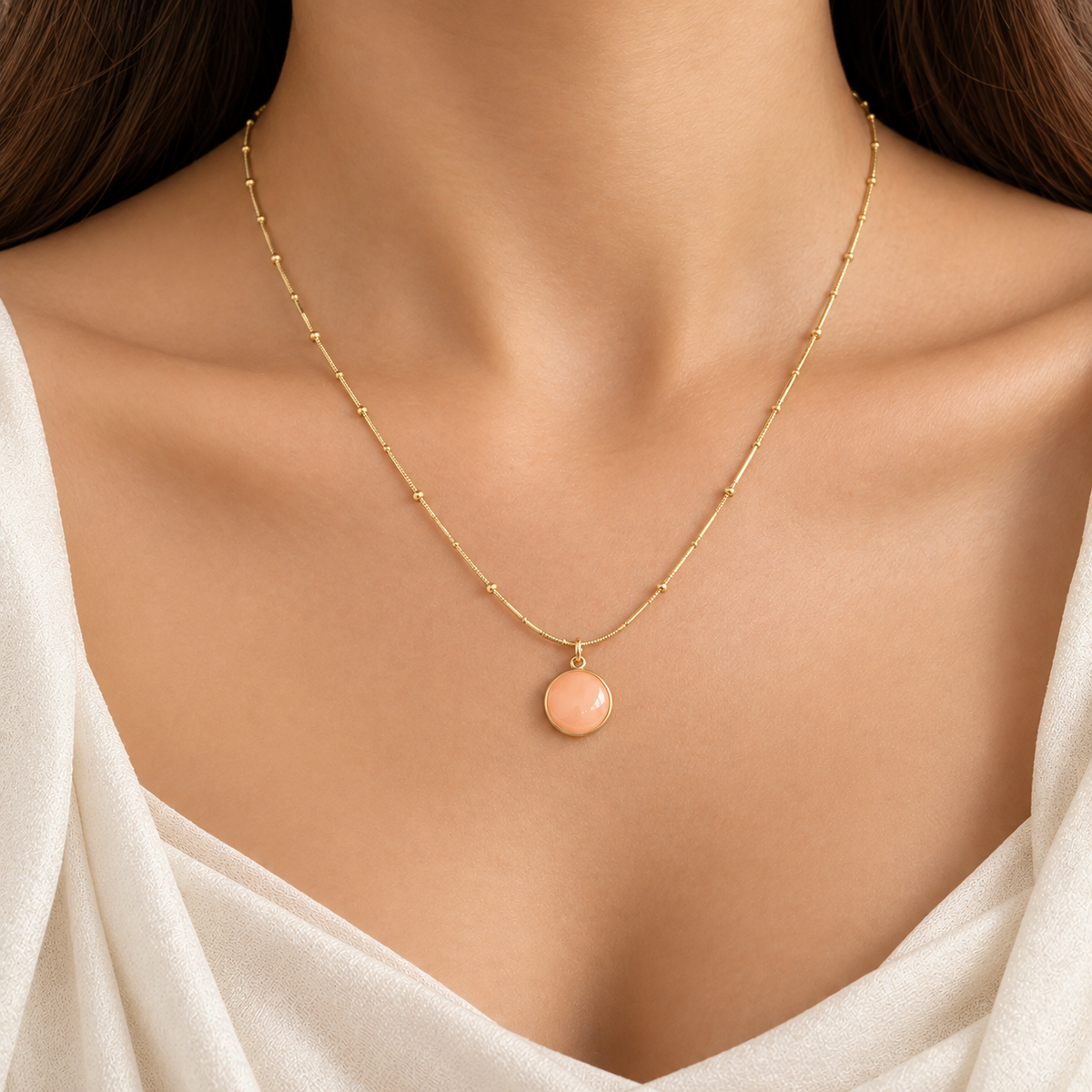 Peach Pendant Necklace