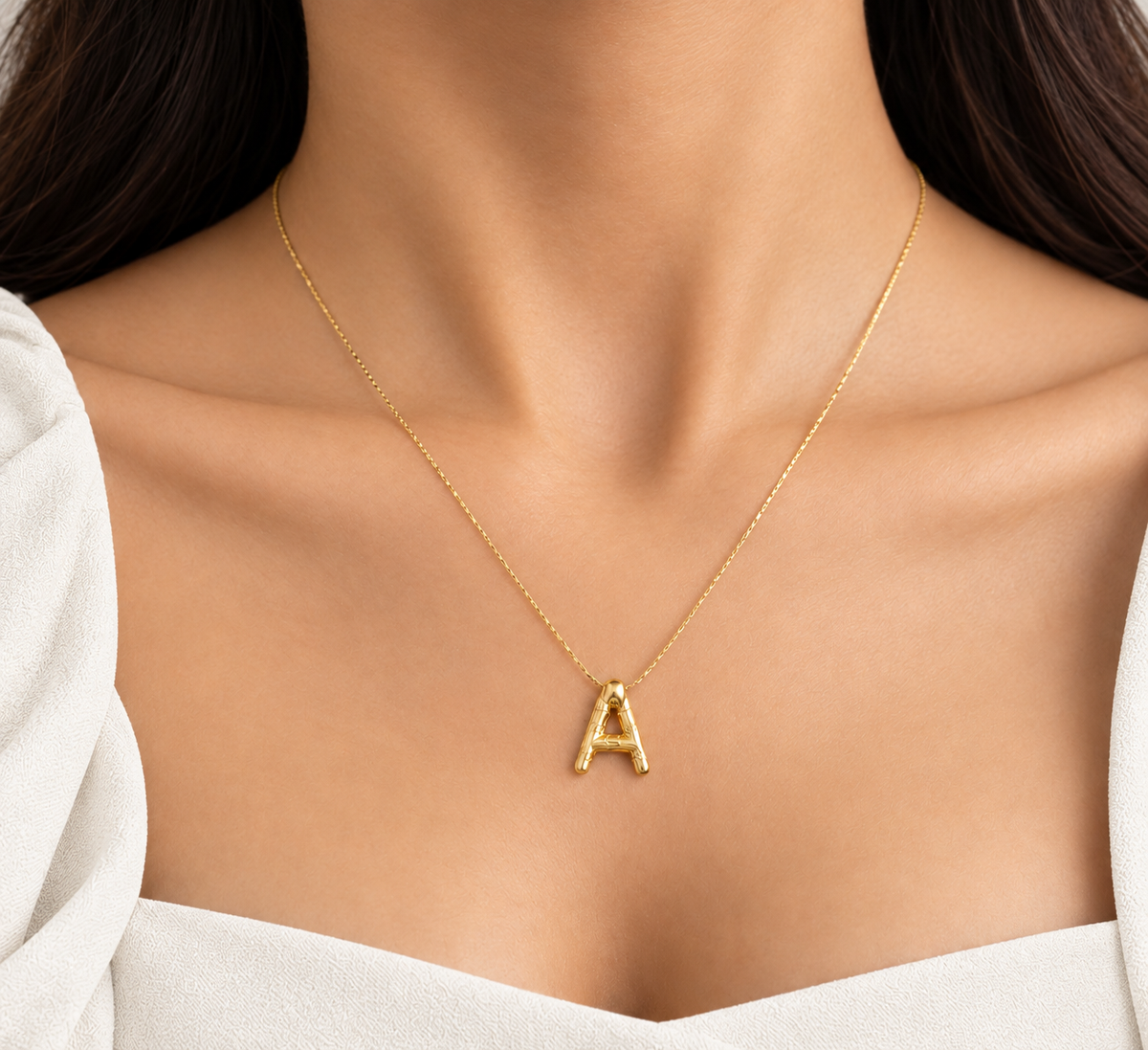 Puffy Letter A Necklace