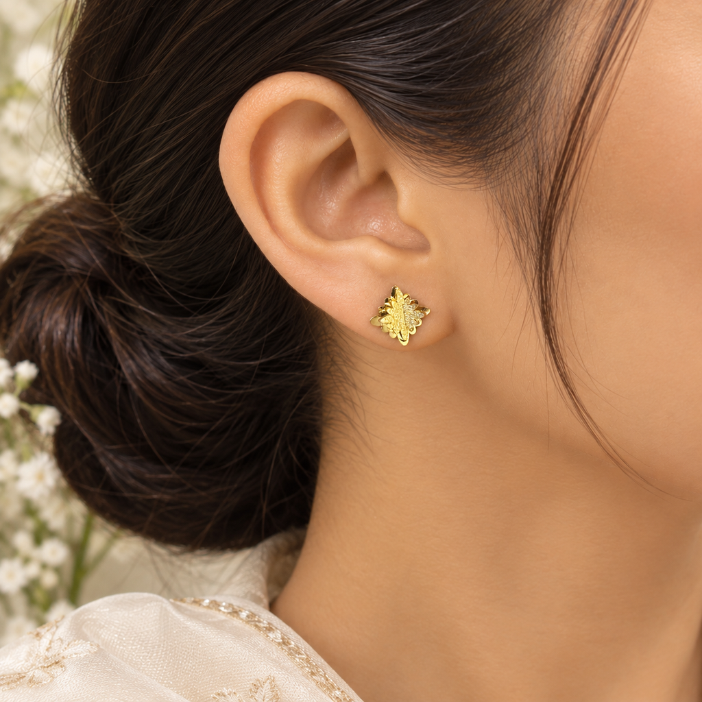 Star Flower Gold Earrings