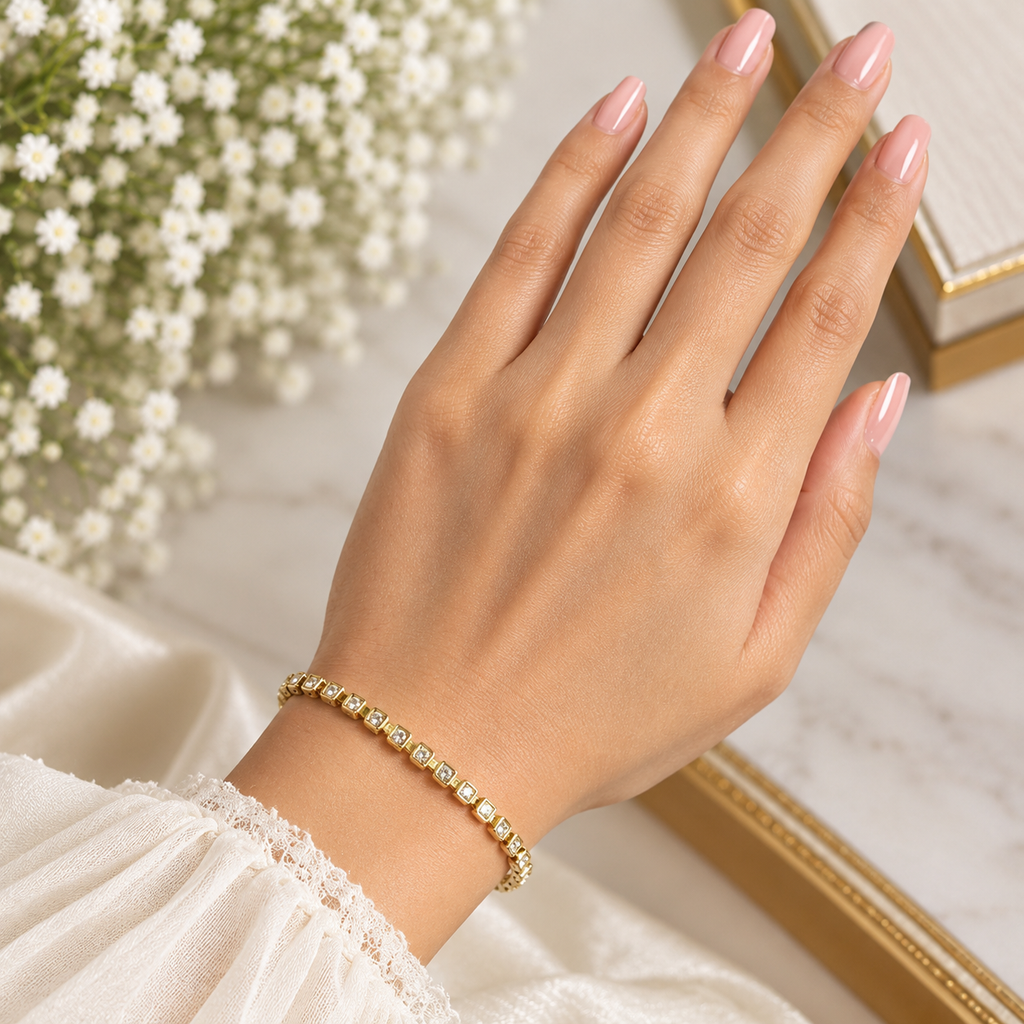 Multi Stone Gold Bangle