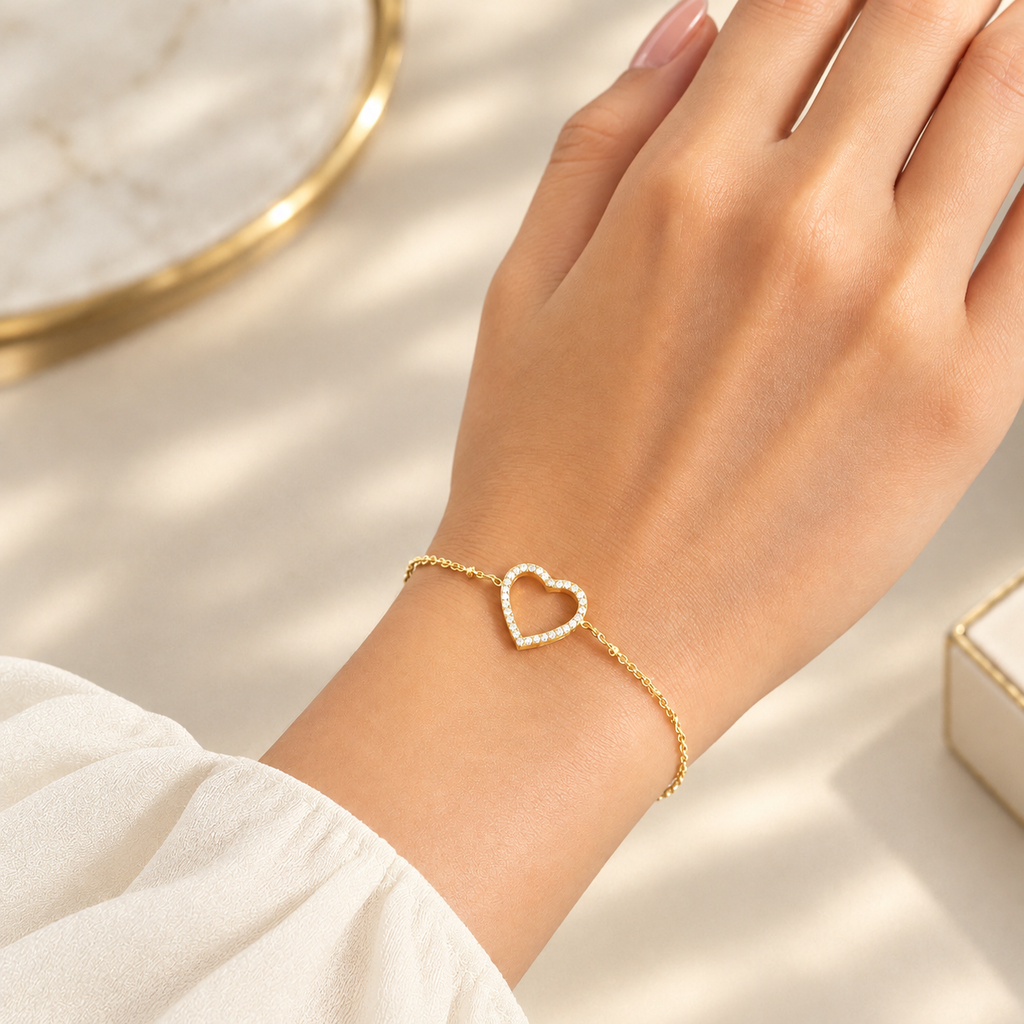 Crystal Heart Gold Bracelet