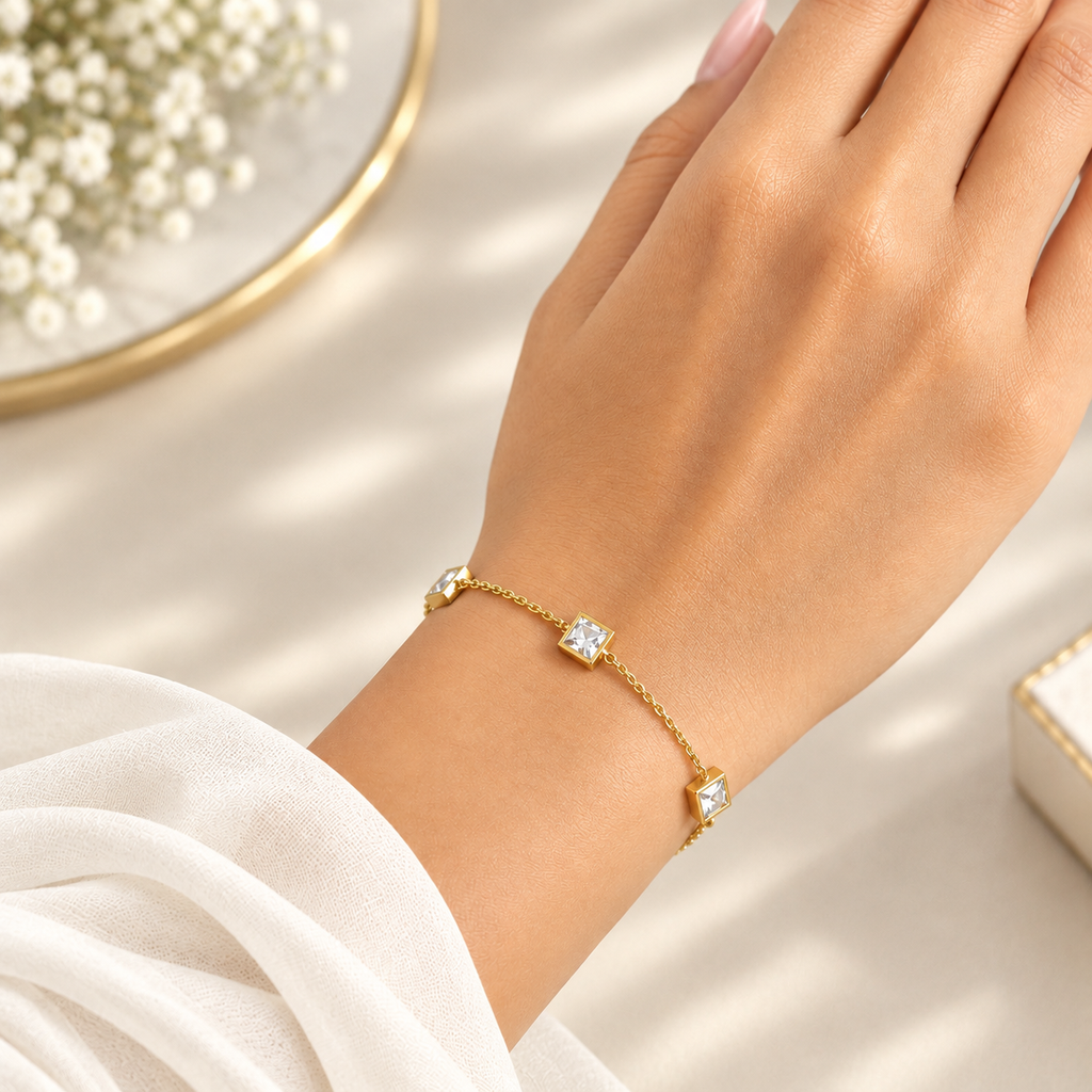 Three Square Gold Bracelet