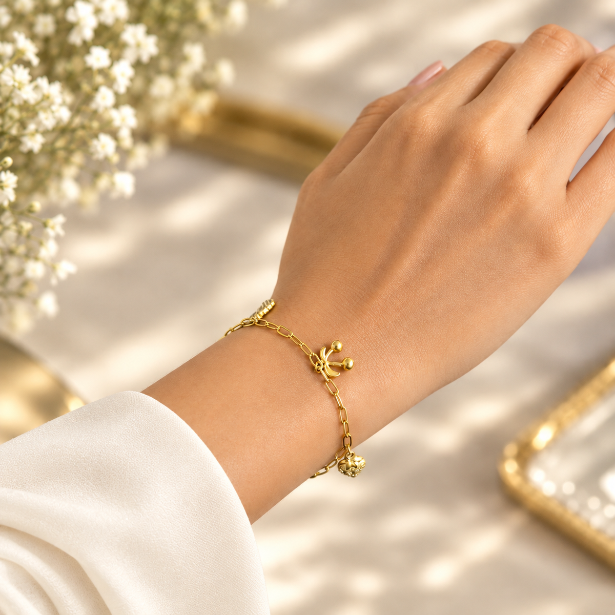 Cherry Charms Gold Bracelet