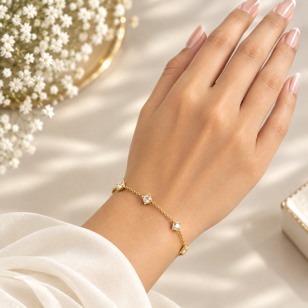 Square Stone Gold Bracelet