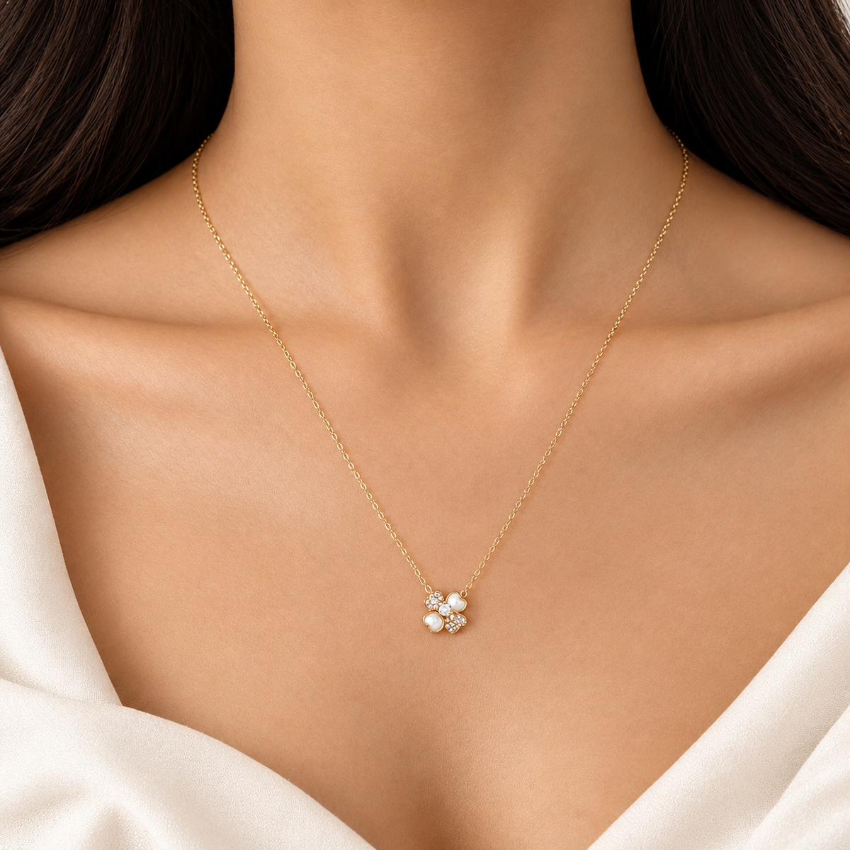 Stone & Ivory Flower Necklace