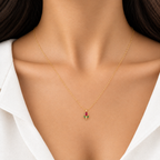 Red Tulip Thin Gold Necklace