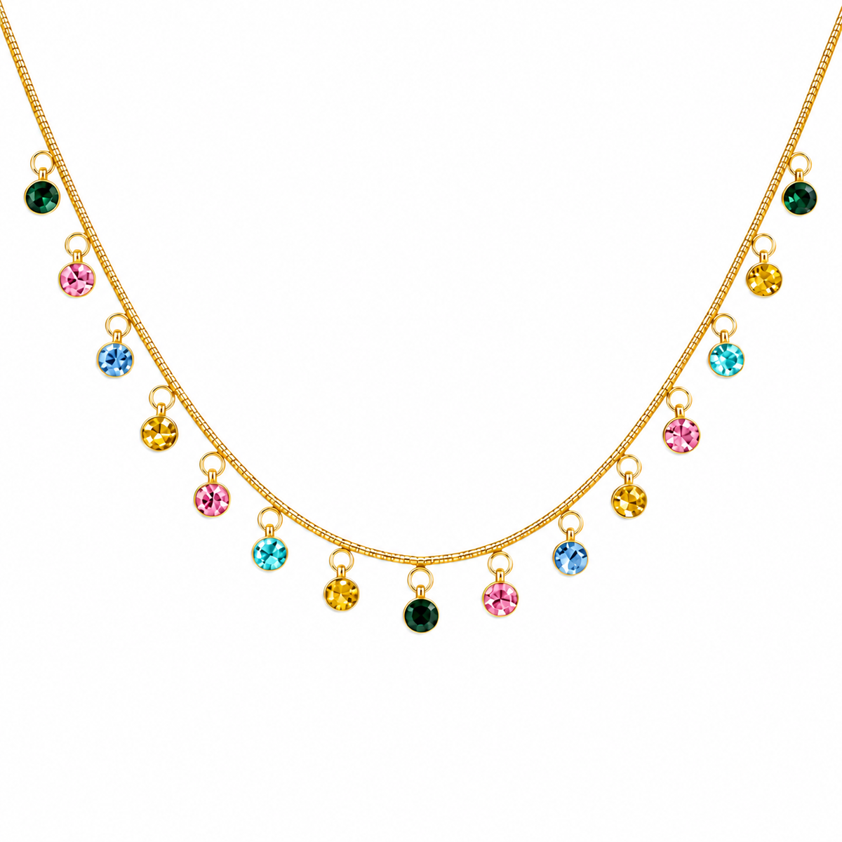 Multicolour Stone Charms Necklace