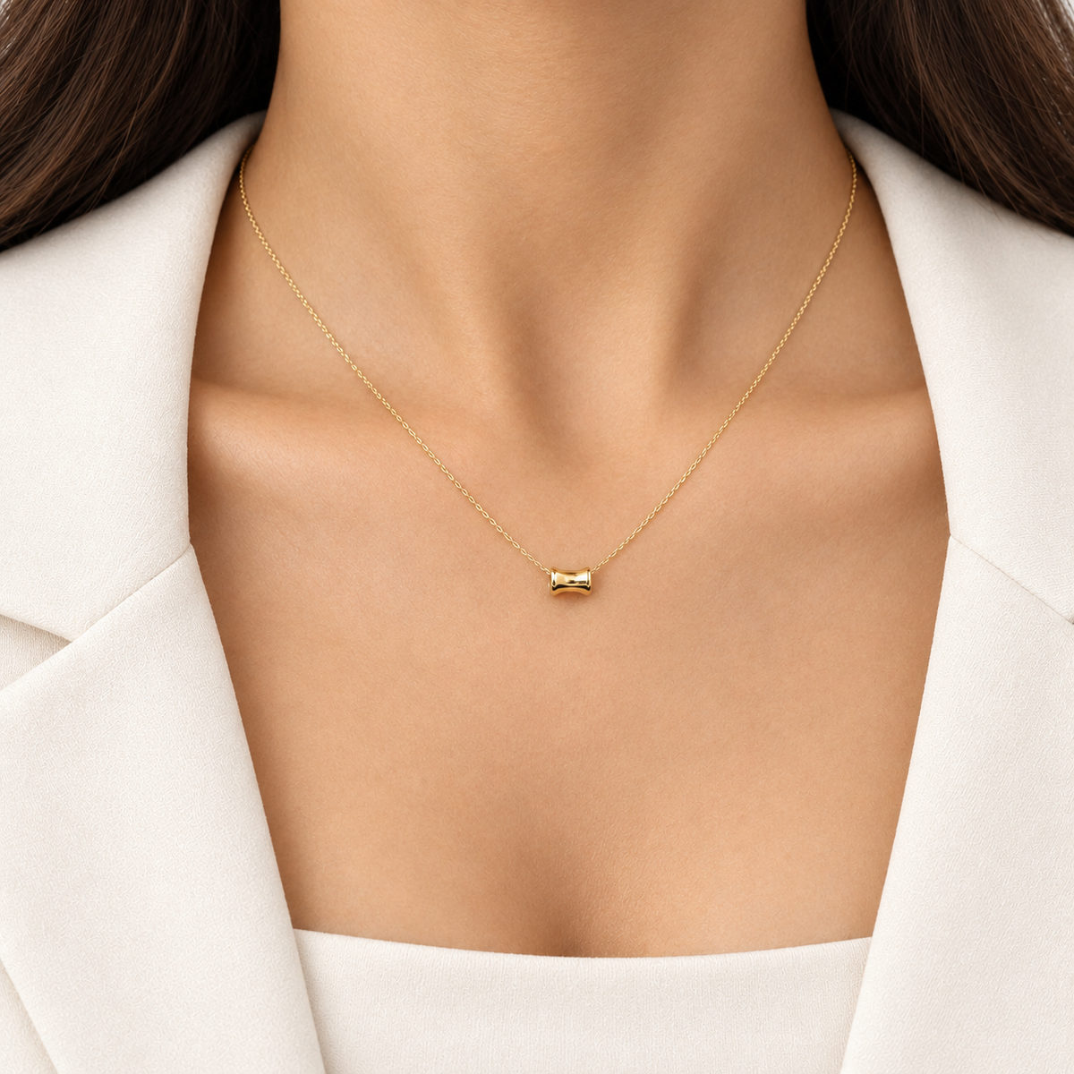 Cylinder Bead Gold Necklace