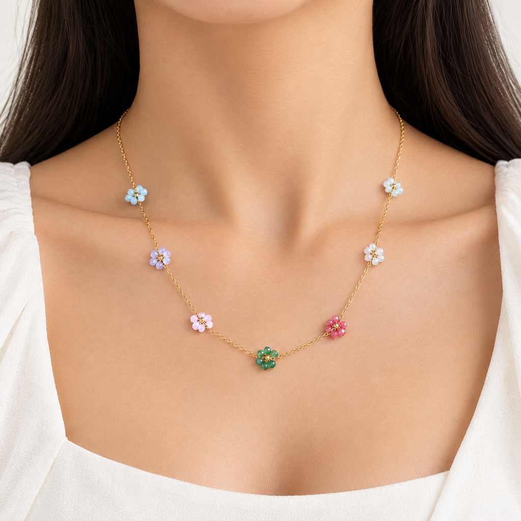 Multicolour Daisy Gold Necklace