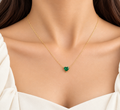 Green Solitaire Heart Gold Necklace