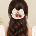 Brown Bow Cherry Charm Hair Clip