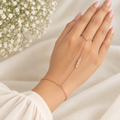 Feather Rose Gold Hand Chain (Bracelet With Ring)