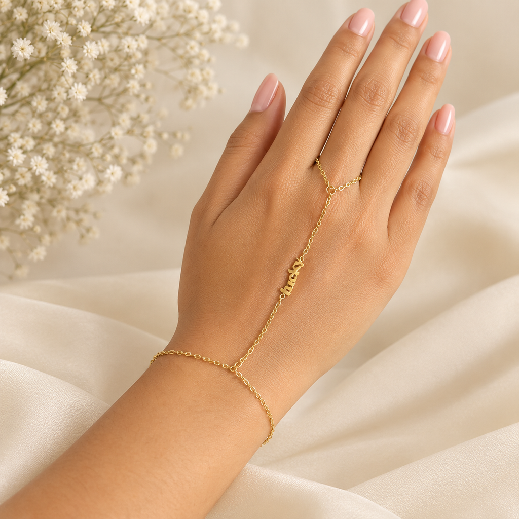 Lucky Gold Hand Chain (Bracelet With Ring)