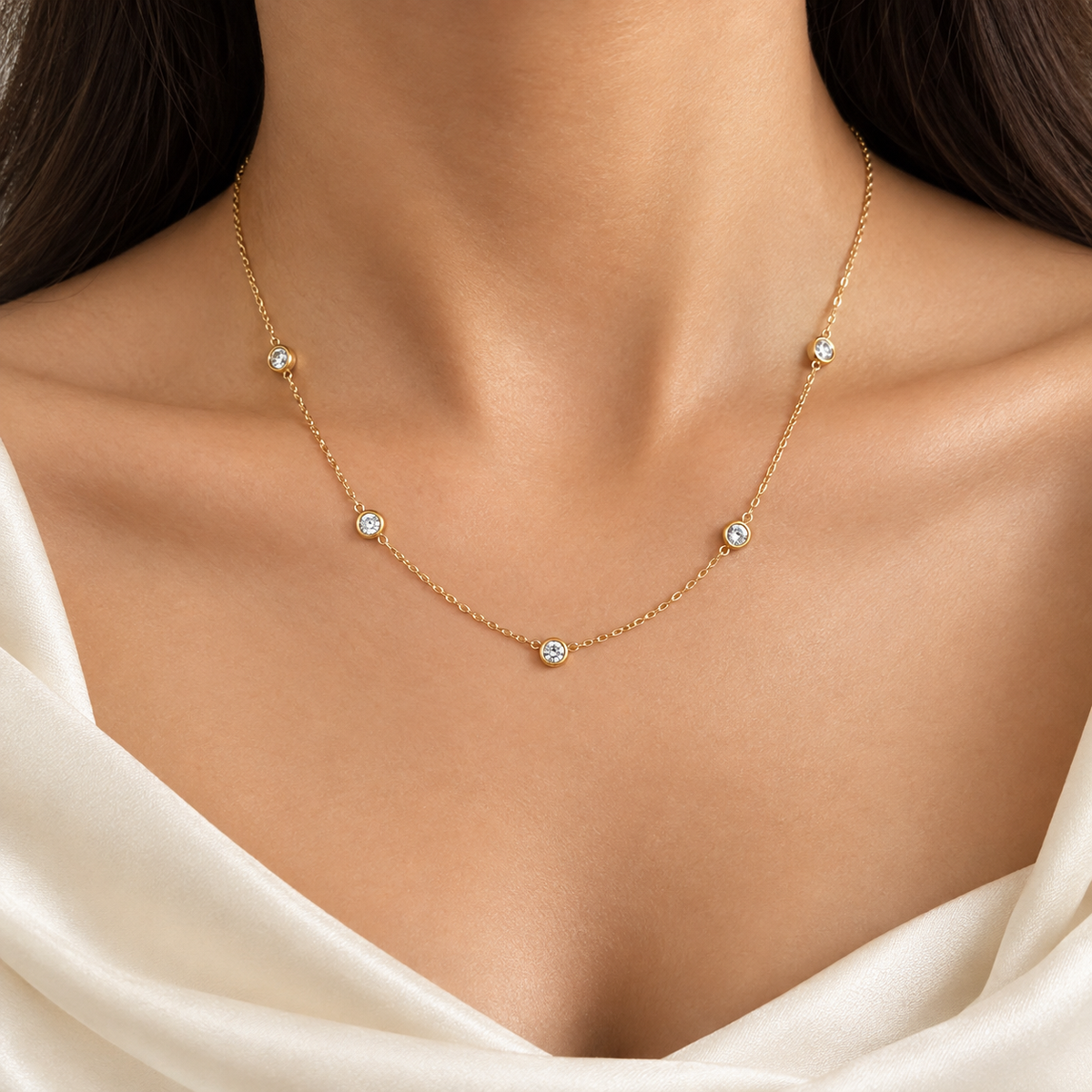 Stone Gold Combo Set Earrings And Necklace