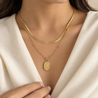 Rose Pendant Gold Layered Necklace