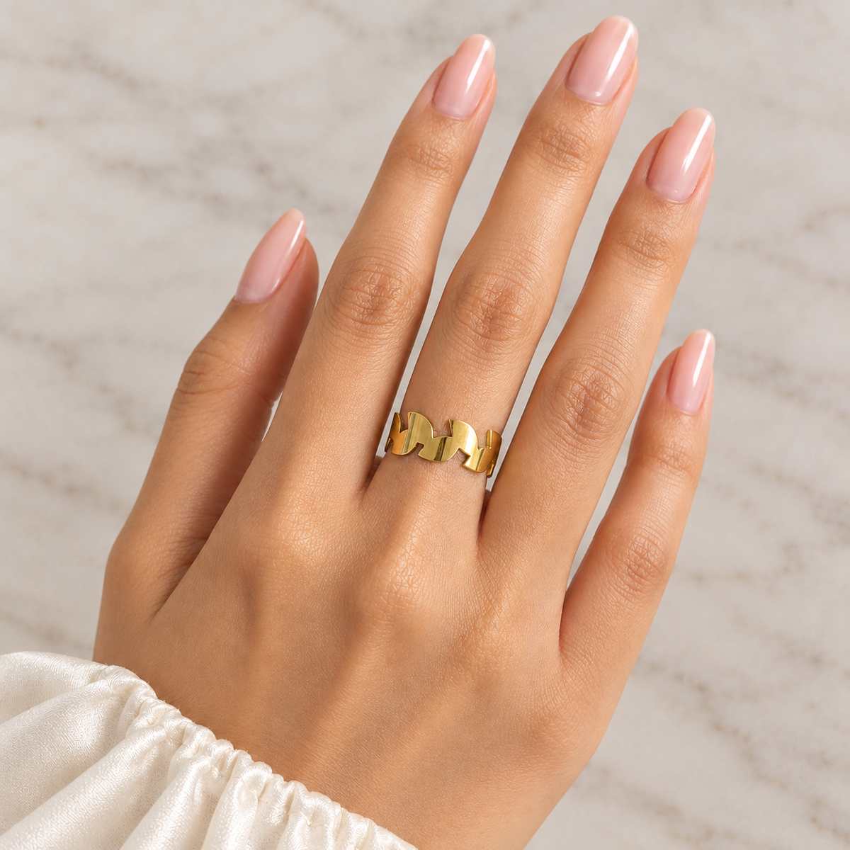 Golden Plated Leaf Ring (Adjustable Size)