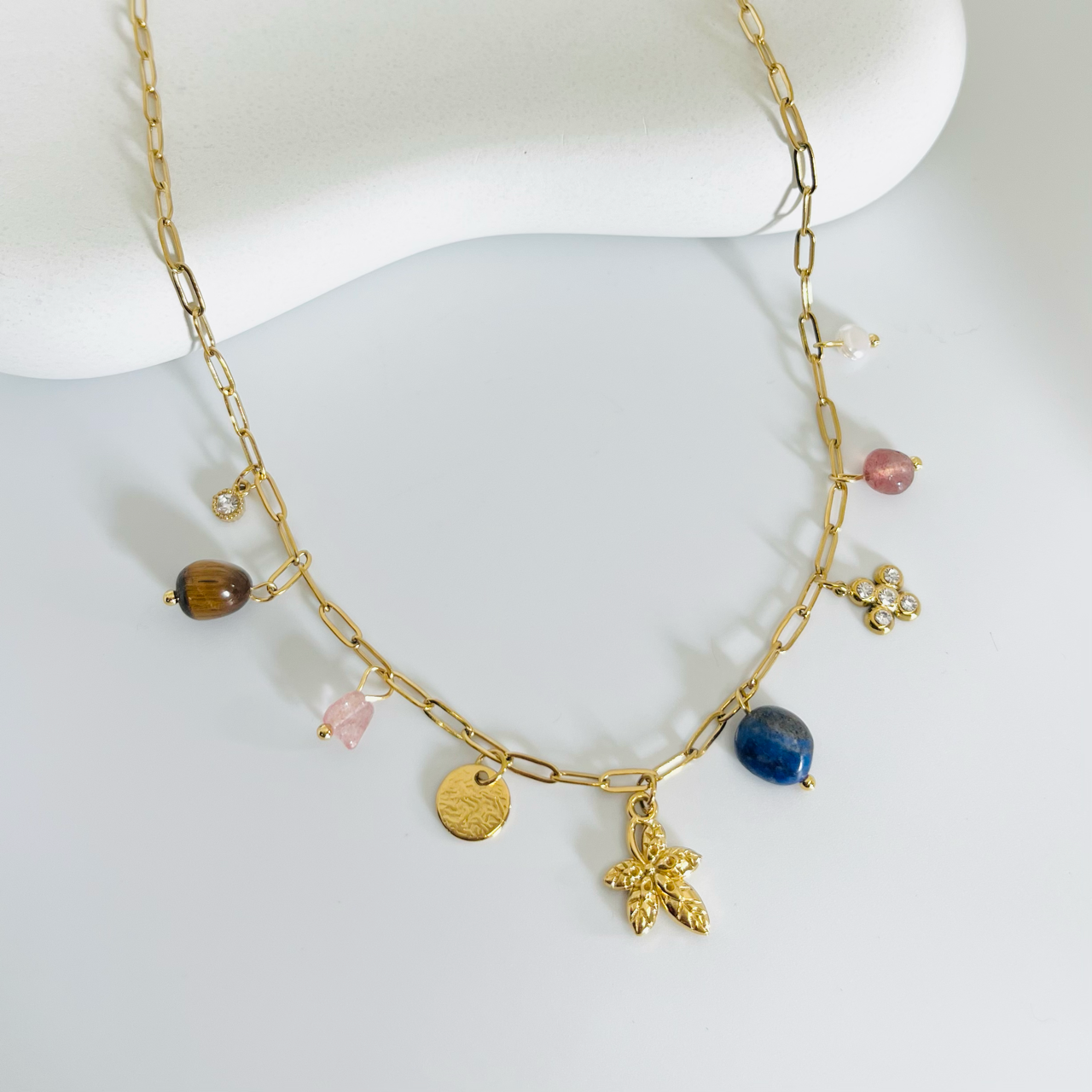 Autumn Multi Pendant Gold Necklace