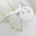 Square White Stone Combo Set Earings And Necklace