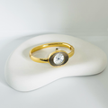 Oval Silver Dial Gold Watch