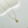 Green Sun Pendant Gold Necklace