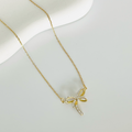 Bow With Stone Gold Necklace